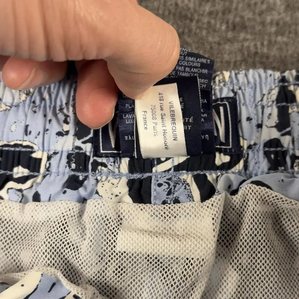 Vilebrequin Swim Shorts Mens 2XL Blue Turtle Print Trunks Mesh Lined Quick Dry